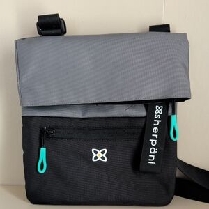 Sherpani Gray, Black & Teal Compact Messenger Crossbody